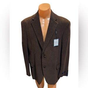 Dockers Mens Corduroy Blazer Sport Coat 44R Dark Brown Leather Buttons NEW w/tag